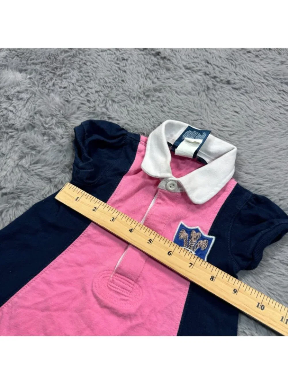 Ralph Lauren Dress Girls 6M Pink Cotton Colorblock Shirt Polo Collared Casual